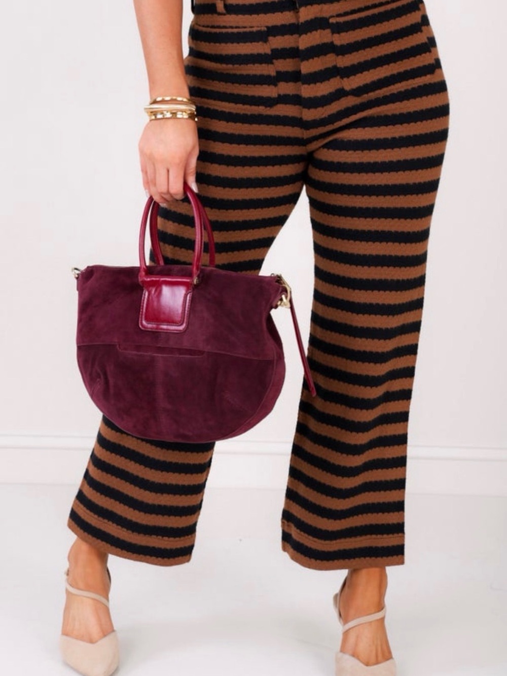ee:some Brown & Black Striped Wide Leg Pants – Size Large – NWT